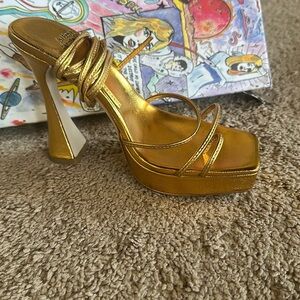 Jeffrey Campbell Gold Strappy Heels